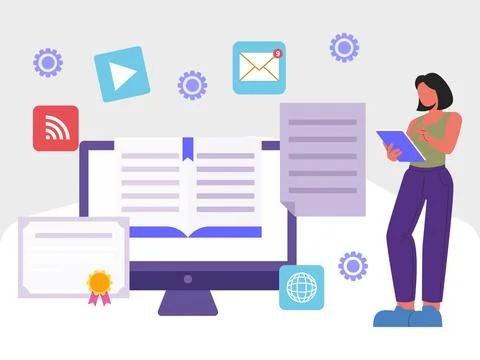 Digital Learning Concept Illustration Style Stock-Illustration