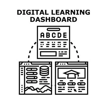 Digital learning dashboard managing online education resources 库存插图