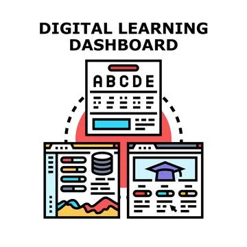 Digital learning dashboard managing online education resources Stockillustratie