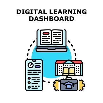 Digital learning dashboard managing online education and career Stock Illustration