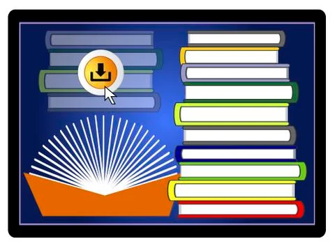 Digital learning with eBooks Illustrazione stock
