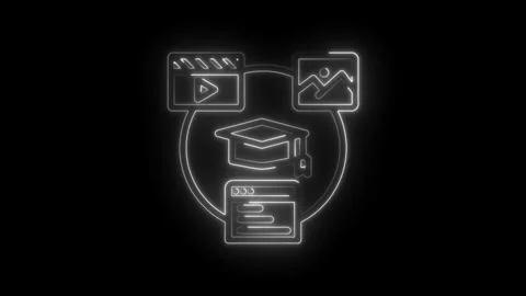 Digital learning education concept with graduation cap video play button image Stock Footage 333956120
