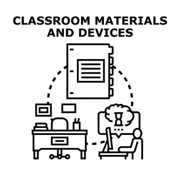 Digital learning experience at a remote classroom desk Stock Illustration