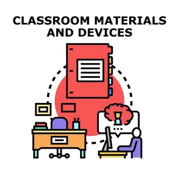Digital learning experience at a remote classroom desk Stock Illustration