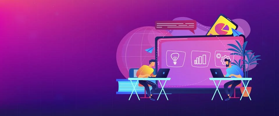 Digital learning header or footer banner. Stock Illustration