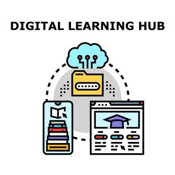 Digital learning hub concept illustrating online education Illustrazione stock
