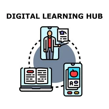 Digital learning hub concept for online education technology Stock Illustration