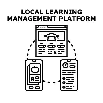 Digital learning management platform educating students online Ilustración de archivo