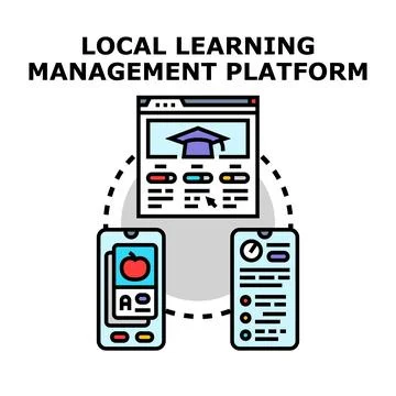 Digital learning management platform educating students online Ilustración de archivo