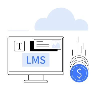 Digital Learning Management System with Financial Growth Concept Represente.. 스톡 일러스트