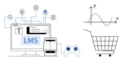 Digital Learning Management System with Online Shopping and Data Analysis Too Stock Illustration