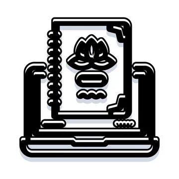 Digital learning notebook with lotus flower icon Stock Illustration
