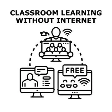 Digital learning offline educating virtual classroom concept Stock Illustration
