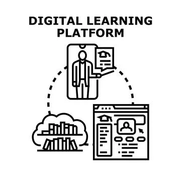 Digital learning platform connecting students, educators, and resources Illustrazione stock