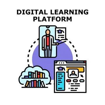 Digital learning platform connecting students, educators, and resources Stock Illustration