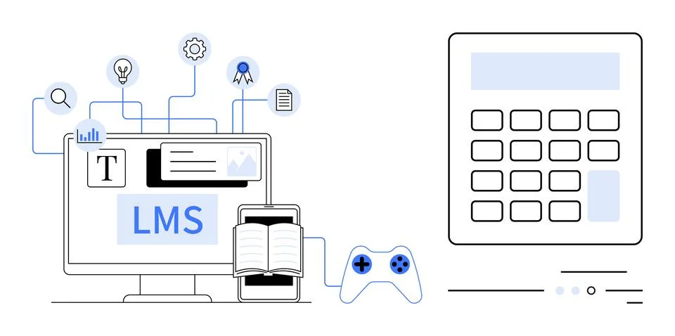Digital Learning Platform Interface with Interactive Elements and Online Tool Stock Illustration