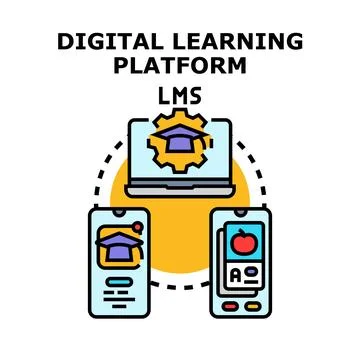 Digital learning platform lms system technology concept Stock Illustration