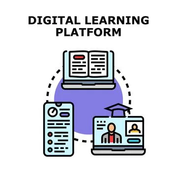 Digital learning platform for online education development Stock Illustration