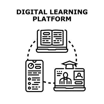 Digital learning platform for online education development Stock Illustration