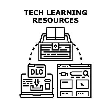 Digital learning resources acquiring knowledge online concept Stock Illustration
