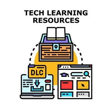 Digital learning resources acquiring knowledge online concept Stock Illustration