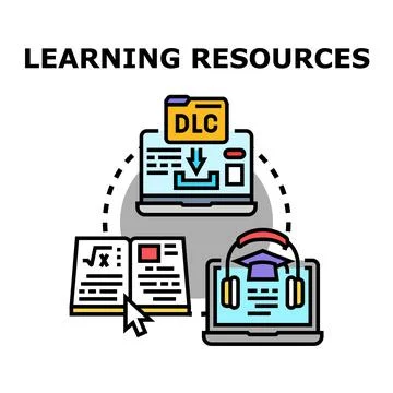 Digital learning resources concept for online education Stock Illustration