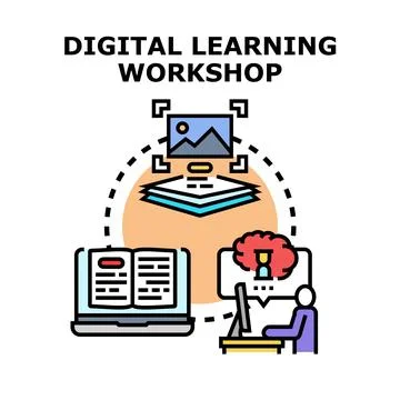 Digital learning workshop concept online education Stockillustratie