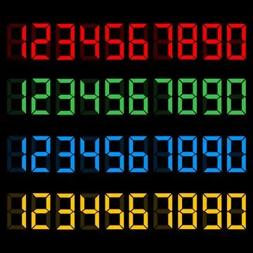 Digital LED number dial. Electronic clock. Vector illustration Stock Illustration