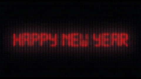 Digital led that at random makes the writing happy new year appear, ideal for a Stock Footage 98698011