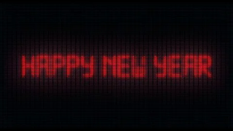 Digital led that at random makes the writing happy new year appear, ideal for a Stock Illustration