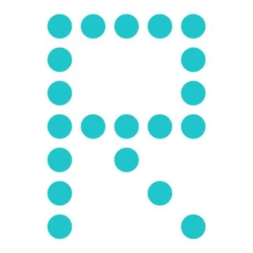 Digital letter R display board round dot 스톡 일러스트