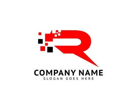 Digital Letter R Pixel Icon Logo Design Element Stock Illustration