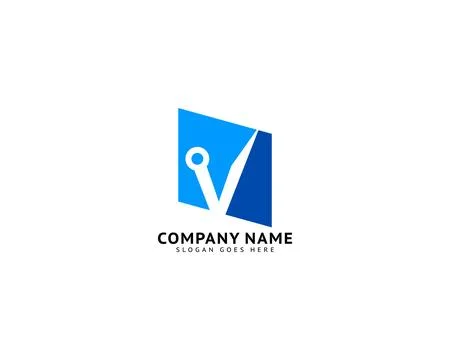 Digital Letter V Technology Icon Logo Design Element Stock Illustration