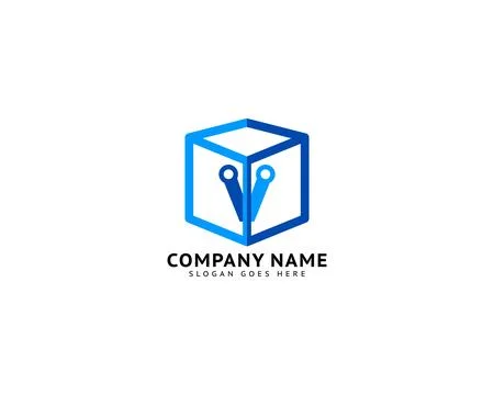 Digital Letter V Technology Icon Logo Design Element Stock Illustration