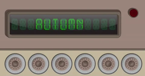 Digital Letters Clock Panel with Autumn Text Stock Footage 219442371