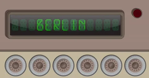Digital Letters Clock Panel with Berlin Text Stock Footage 189758353