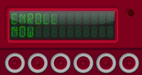 Digital Letters Clock Panel with Enroll Now Text Stock Footage 218562795