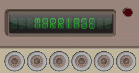 Digital Letters Clock Panel with Marriage Text Stock Footage 204069156