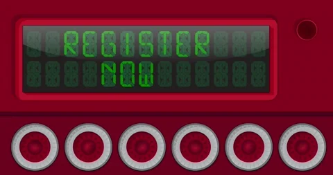 Digital Letters Clock Panel with Register Now Text Stock Footage 206020407
