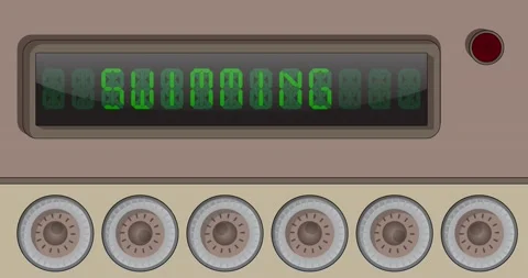 Digital Letters Clock Panel with Swimming Text 스톡 동영상 194628094