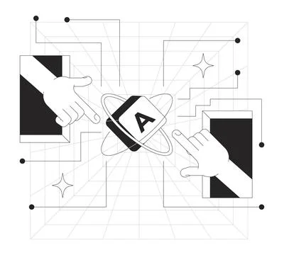 Digital library access line onboarding ui illustration Stock Illustration