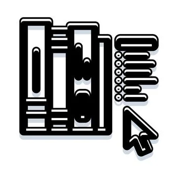 Digital library books accessing knowledge online icon Illustrazione stock