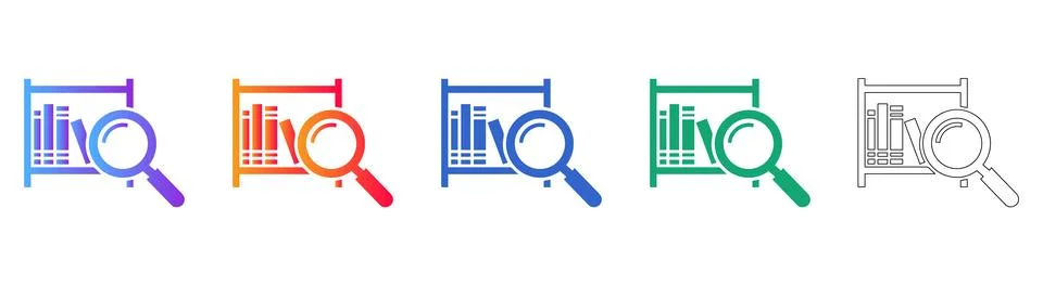 Digital Library Catalog Icons 스톡 일러스트