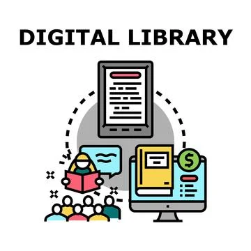 Digital library concept for online education and learning イラスト素材