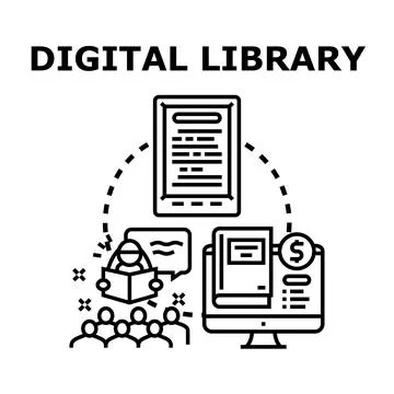Digital library concept for online education and learning イラスト素材
