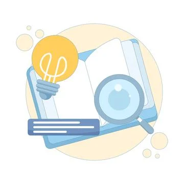 Digital library concept. searching for reference books, journals. Ilustración de archivo