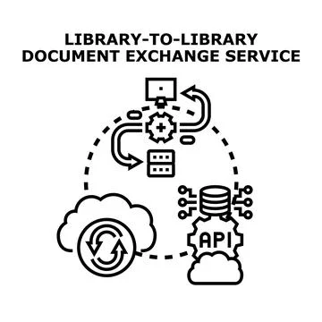 Digital library document exchange service concept イラスト素材
