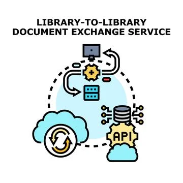 Digital library document exchange service concept イラスト素材