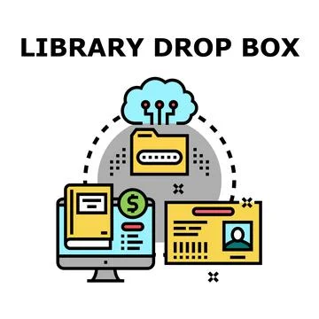 Digital library drop box online service concept Illustrazione stock