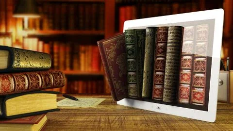 Digital Library Stock Illustration